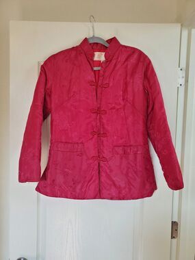 Vintage Lucky Star Chinese Red Nylon Puffer Jacket, Women's Size Small